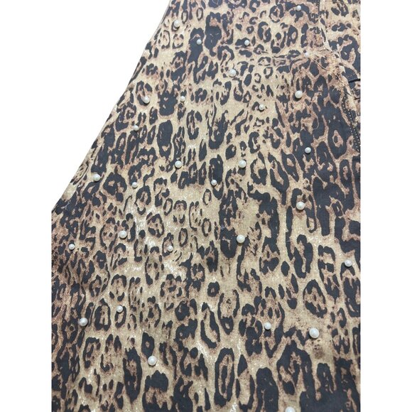 L&B Lucky Blessed Leopard High Rise Flare Jeans Faux Pearls Cheetah Sz 16 NWT - Picture 5 of 8